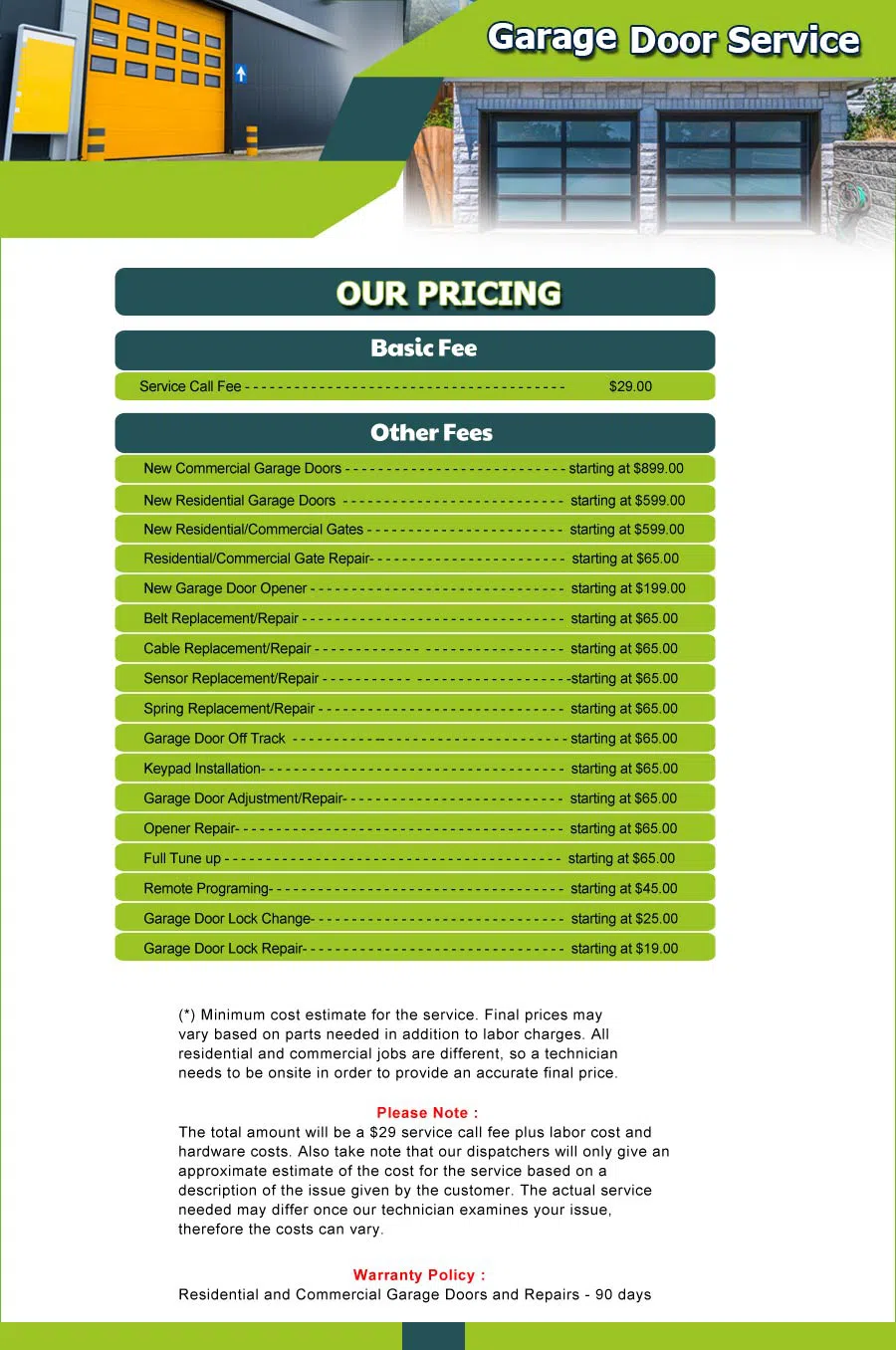 Garage Door 24 Hours Repairs Prospect Park, PA 610-245-9222